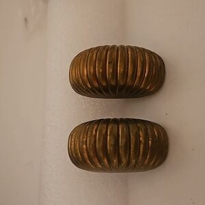 MB SF Vintage Marjorie Baer Bronze Tone Brass Large Clip-on Earrings